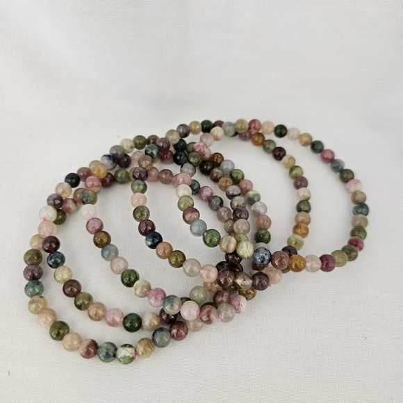 High quality natural watermelon tourmaline 6 mm bead bracelet - Picture 6 of 6